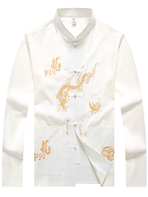 Mandarin Dragon Embroidery Long-sleeve Shirt (RM)