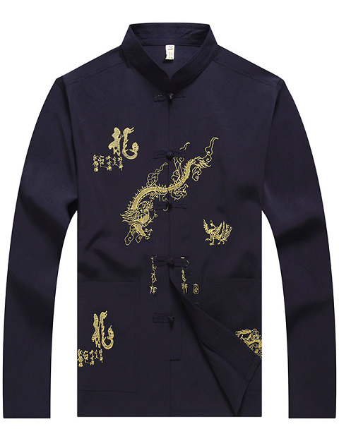 Mandarin Dragon Embroidery Long-sleeve Shirt (RM)