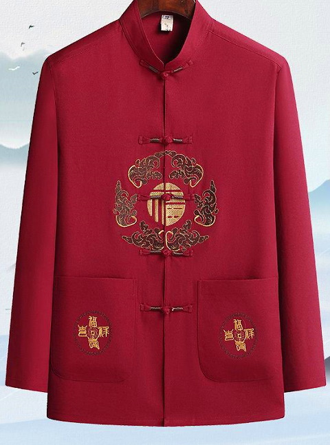 Fu Embroidery Long-sleeve Mandarin Shirt (RM)