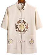 Fu Embroidery Short-sleeve Mandarin Shirt (RM)