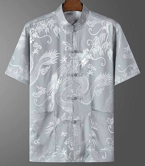 Shadow Dragon Jacquard Mandarin Shirt (RM)