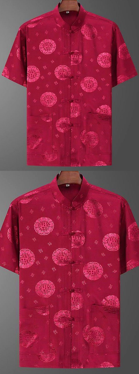 Shadow Blessing/Happiness Jacquard Mandarin Shirt (RM)