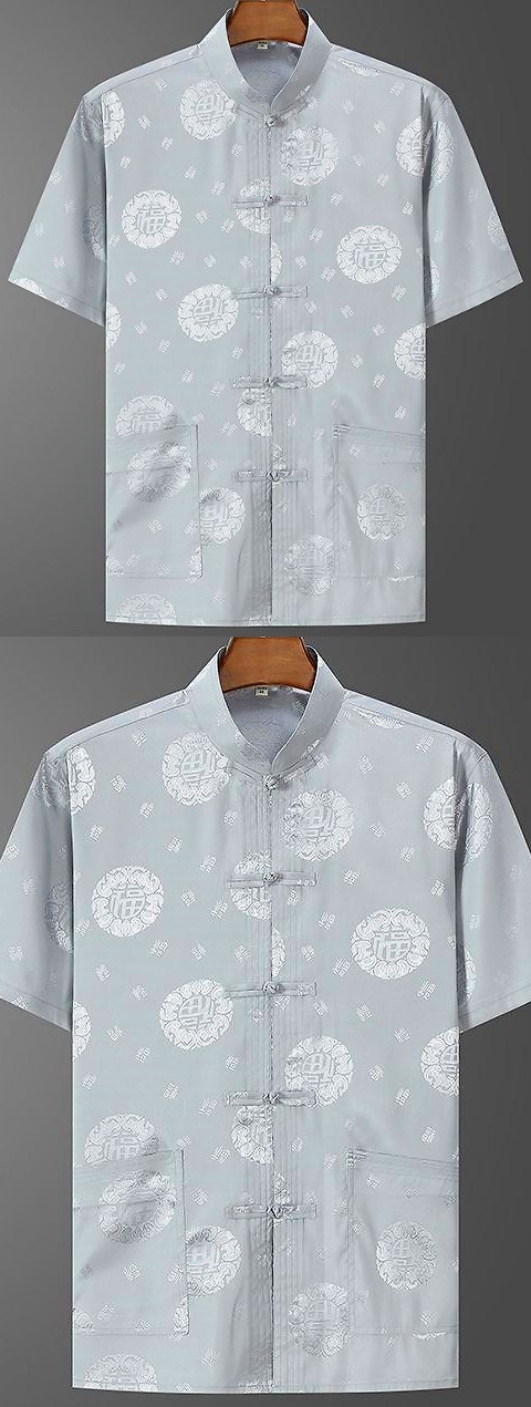 Shadow Blessing/Happiness Jacquard Mandarin Shirt (RM)