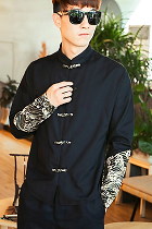 Long-sleeve Cotton Linen Mandarin Top (RM)