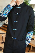 Long-sleeve Cotton Linen Mandarin Top (RM)