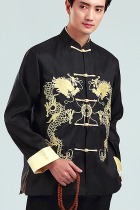 Mandarin Dual-dragon Embroidery Thai Silk Jacket (RM)
