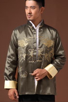 Mandarin Dual-dragon Embroidery Thai Silk Jacket (RM)