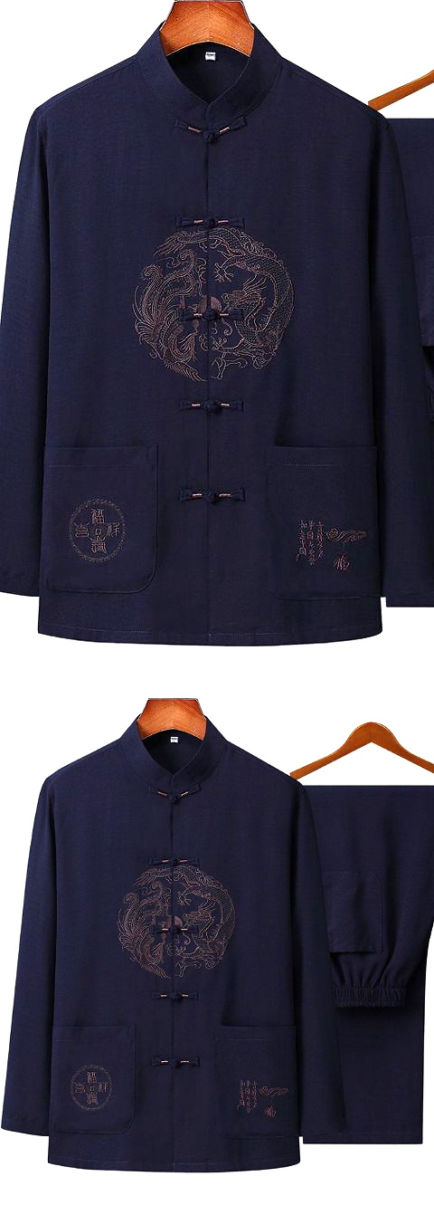 Dragon-phoenix Embroidery Long-sleeve Mandarin Suit (RM)