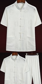 Dual-dragon Linen Short-sleeve Mandarin Suit (RM)