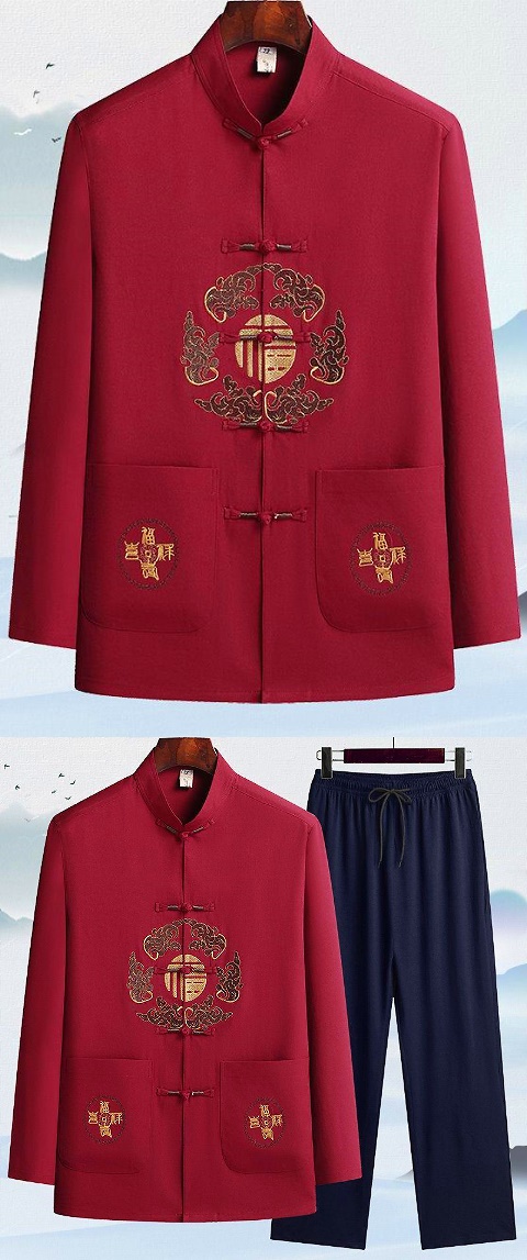 Fu Embroidery Long-sleeve Mandarin Suit (RM)