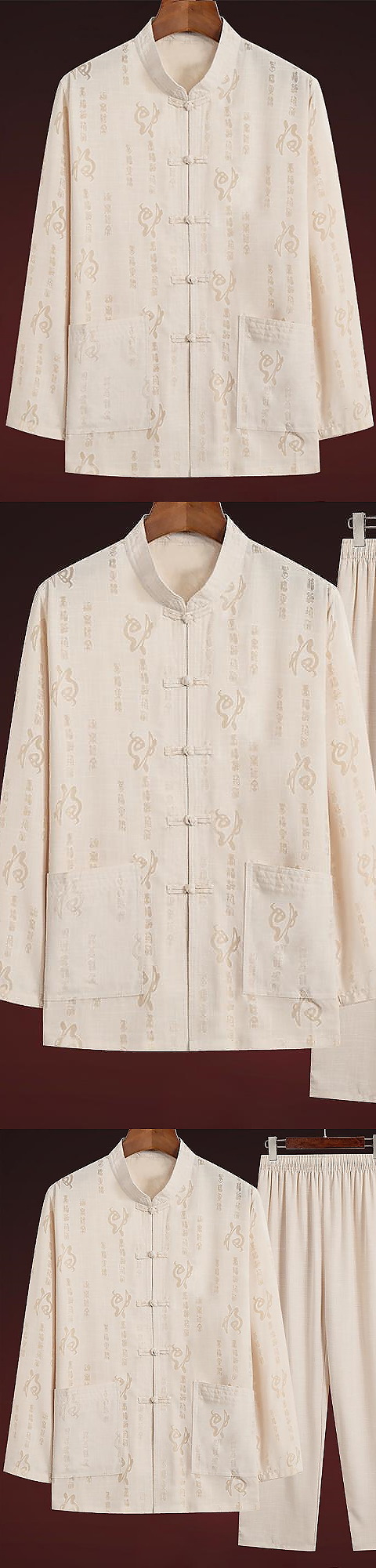 Fu Character Linen Long-sleeve Mandarin Suit (RM)