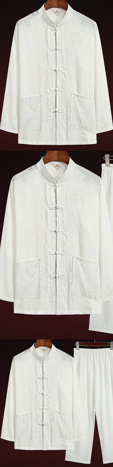 Dual-dragon Linen Long-sleeve Mandarin Suit (RM)