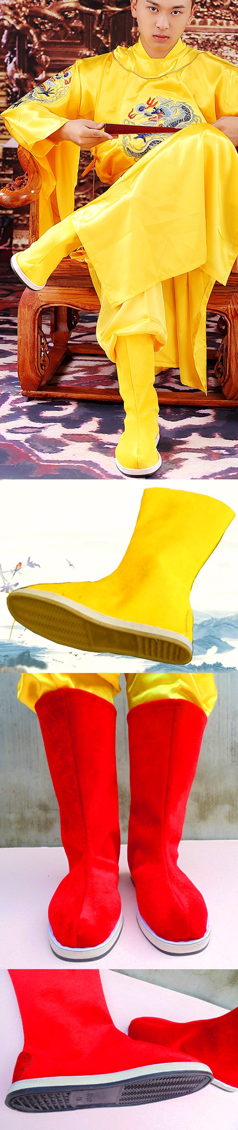 Archaic Han Style Cloth Boots w/ Rubber sole