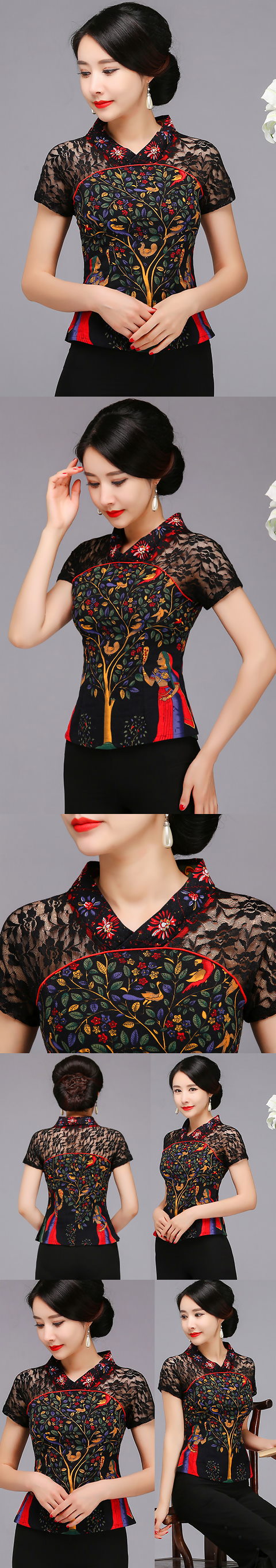 Exquisite Gauze Ethnic Printing Blouse (RM)