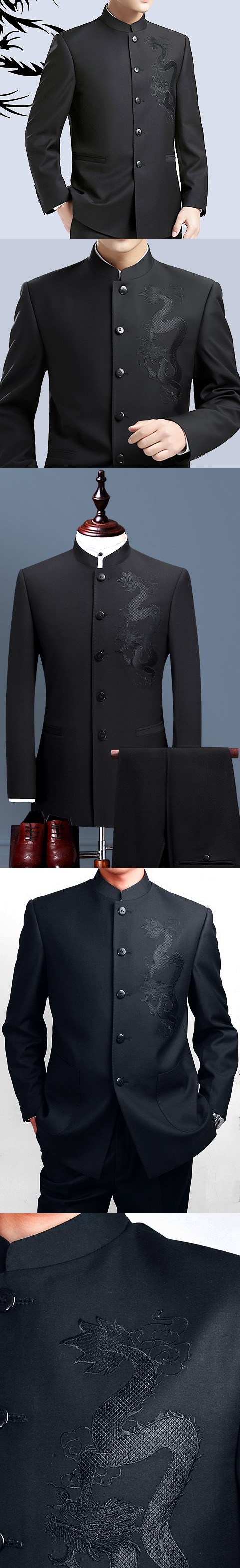 Modernised Mao Suit w/ Big Dragon Embroidery (RM)