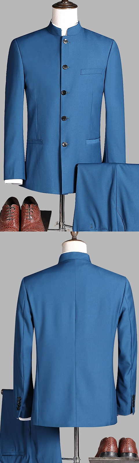 Modernised Snug Fit Mao Suit - Blue (RM)