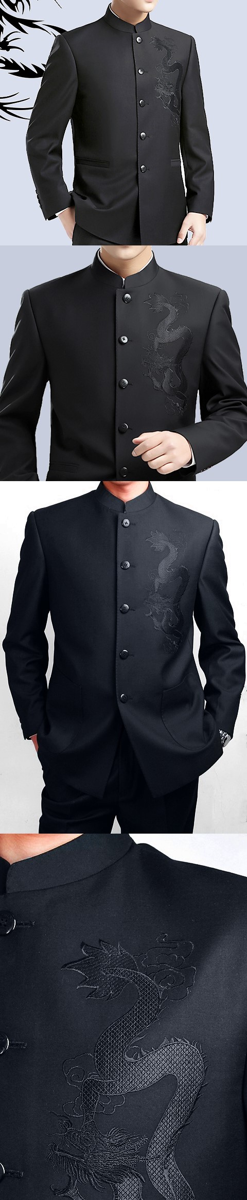 Modernised Mao Jacket w/ Big Dragon Embroidery (RM)