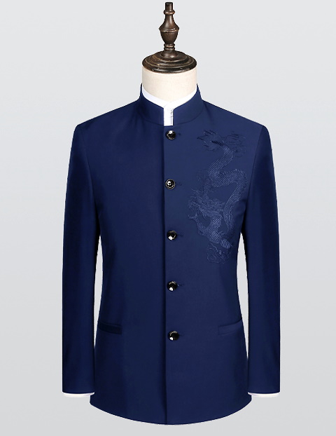 Modernised Snug Fit Mao Jacket w/ Big Dragon Embroidery (RM)