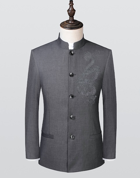 Modernised Snug Fit Mao Jacket w/ Big Dragon Embroidery (RM)