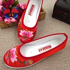 Satin Lotus Embroidery Shoes (Red)