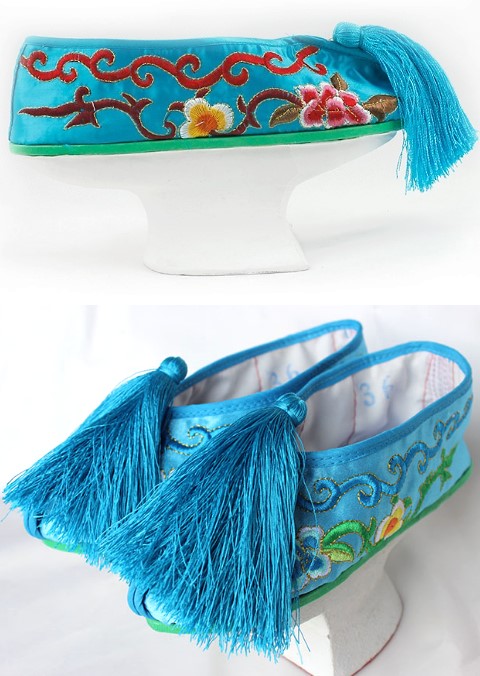 Stage Footwears - Gege Embroidery Shoes with Saucer Sole