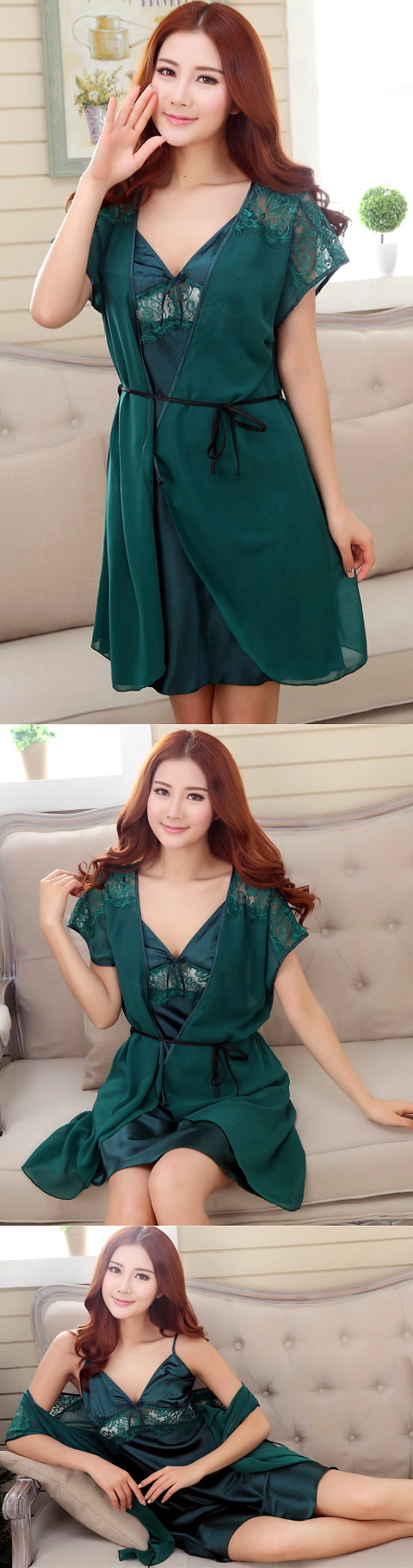 2-piece Embroidery Guaze Silk Robe (RM)