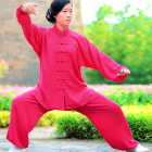 Professional Taichi Kungfu Uniform with Pants - Cotton/Silk - Fuchsia (RM)