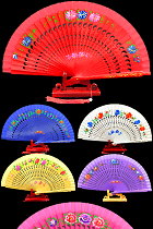 Silk Painting Folding Fan (Multiple Colors)