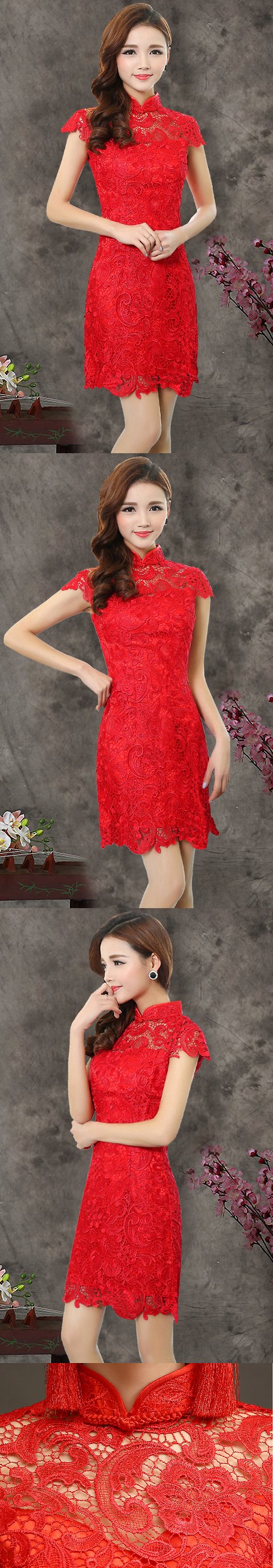 Cup-sleeve Short-length Evening-dress Cheongsam (RM)