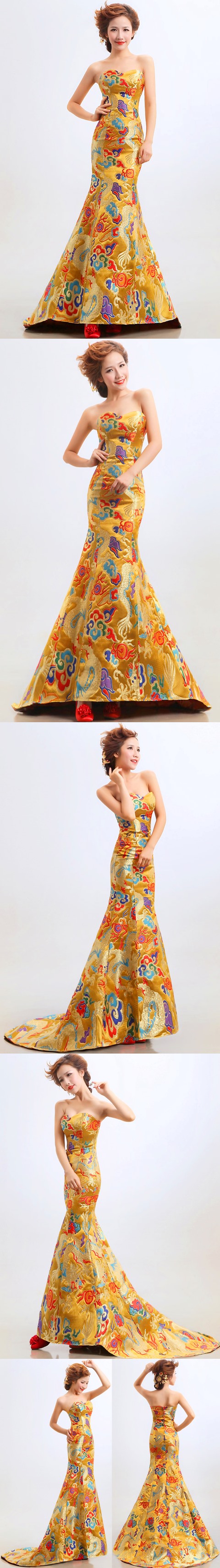 Bare-shoulders Dragon Robe Evening-dress Cheongsam (RM)