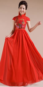Cup-sleeve Long-length Bridal Cheongsam (RM)