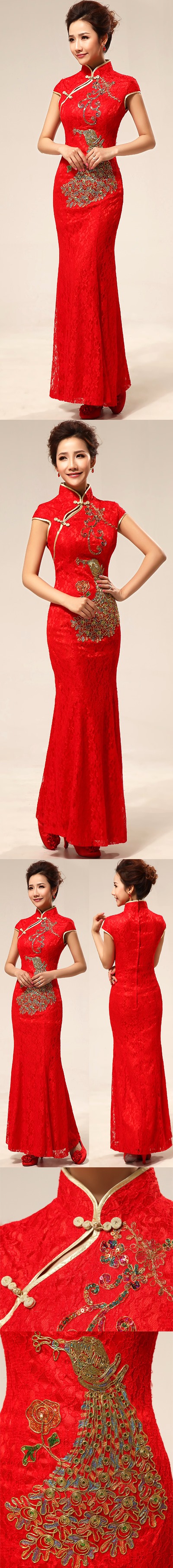 Cup-sleeve Long-length Bridal Cheongsam (RM)