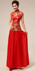Cup-sleeve Long-length Bridal Cheongsam (RM)