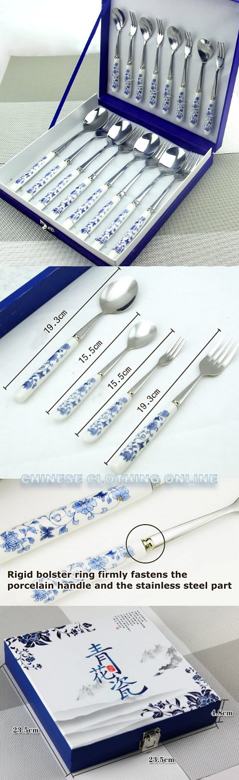 Stainless Steel w/ Porcelain handle Cutlery Set
