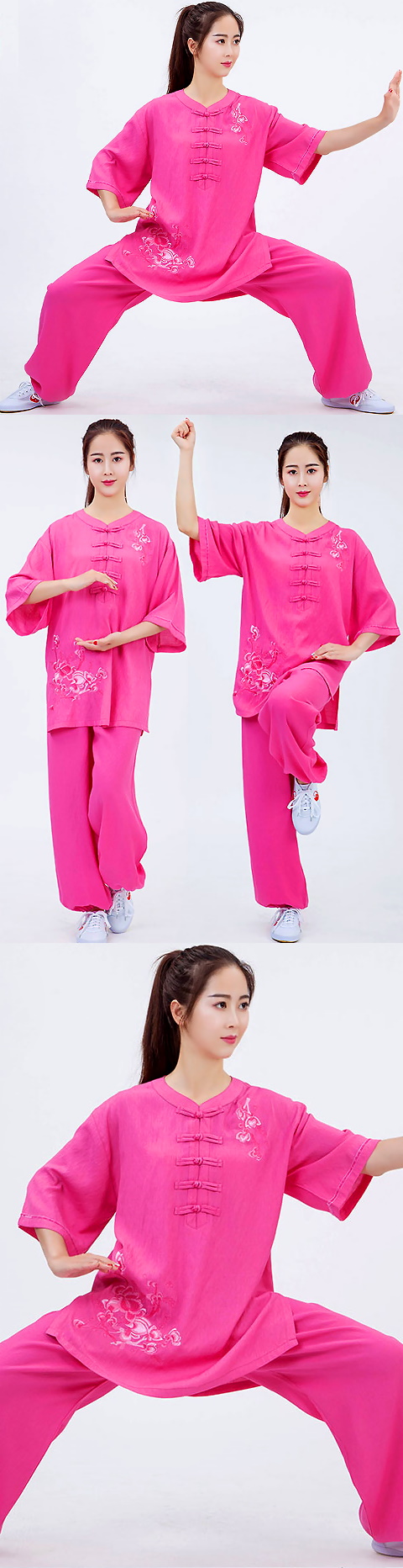 Mid-sleeve Embroidery Linen Taichi Kungfu Uniform (RM)
