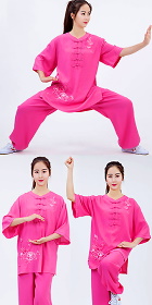 Mid-sleeve Embroidery Linen Taichi Kungfu Uniform (RM)