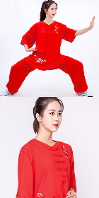 Mid-sleeve Embroidery Linen Taichi Kungfu Uniform (RM)
