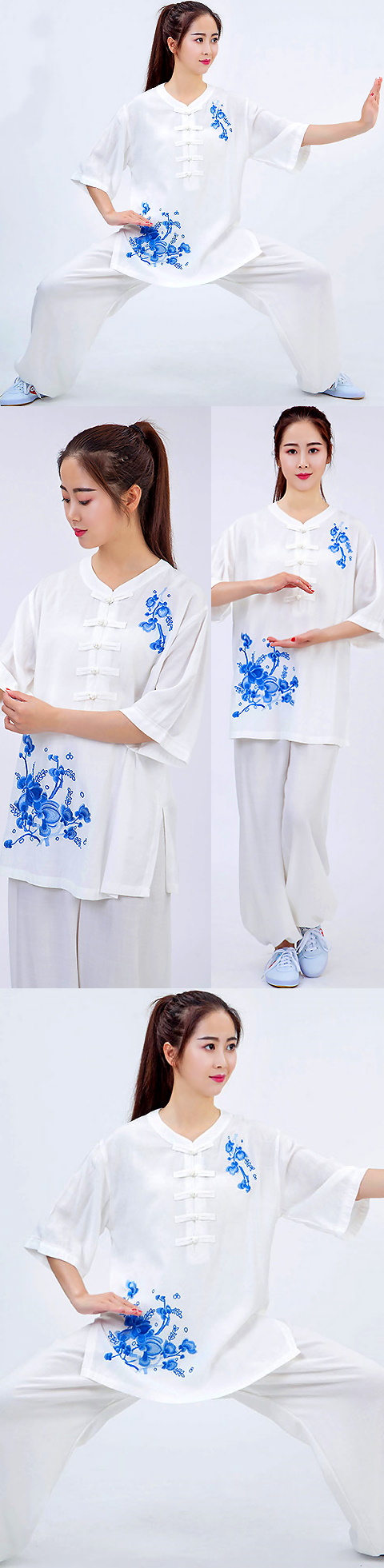 Mid-sleeve Embroidery Linen Taichi Kungfu Uniform (RM)