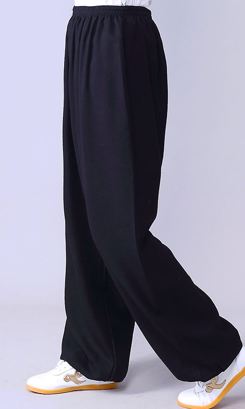 Professional Taichi Kungfu Pants - Cotton/Linen - Black (RM)