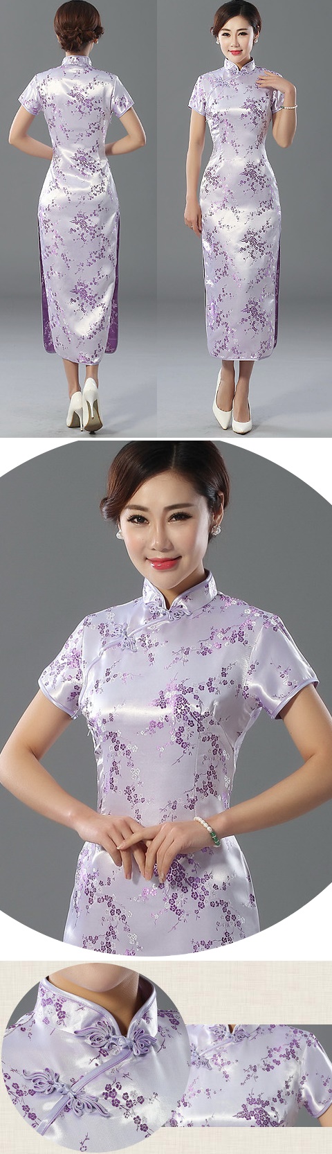 Short-sleeve Long-length Brocade Cheongsam (RM)