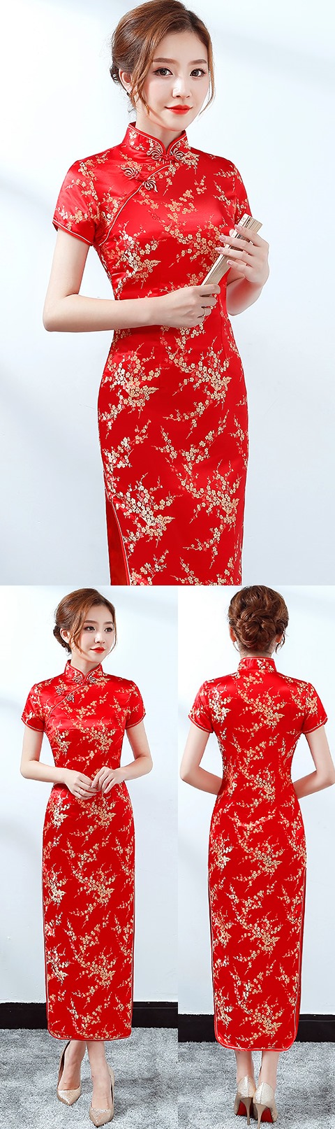 Short-sleeve Long-length Brocade Cheongsam (RM)
