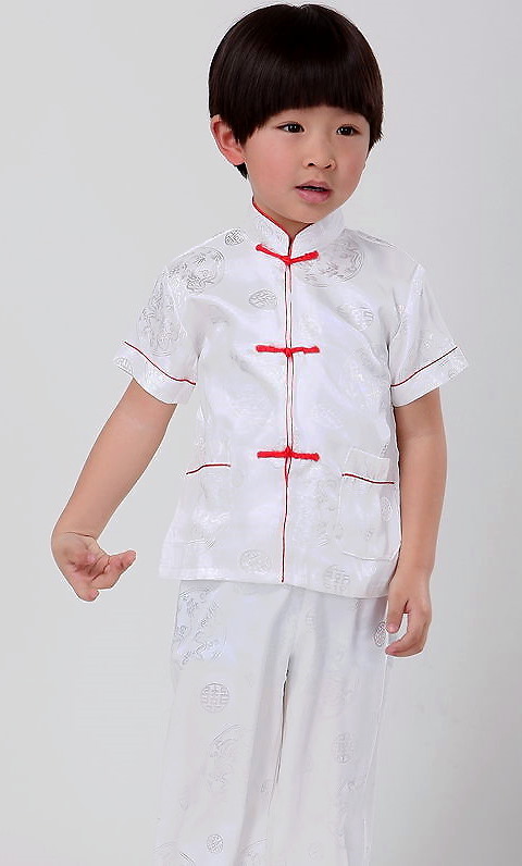 Boy's Short-sleeve Jacquard Mandarin Suit (RM)