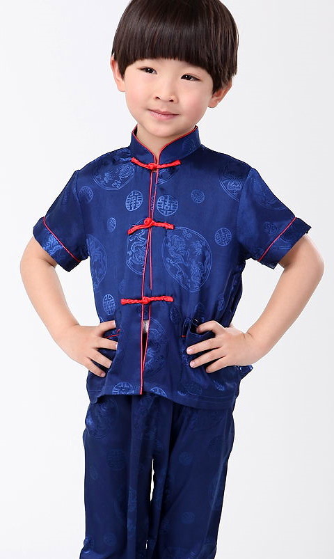 Boy's Short-sleeve Jacquard Mandarin Suit (RM)