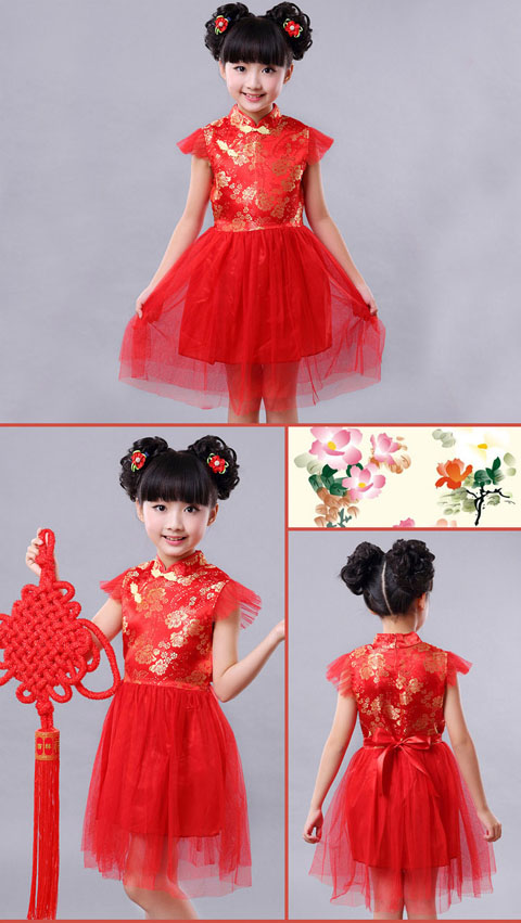 Girl's Cup-sleeveless Prom Cheongsam (RM)