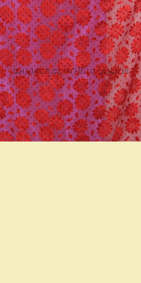 Fabric - See-through Embroidery Velvet Gauze (Red)