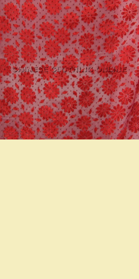 Fabric - See-through Embroidery Velvet Gauze (Red)