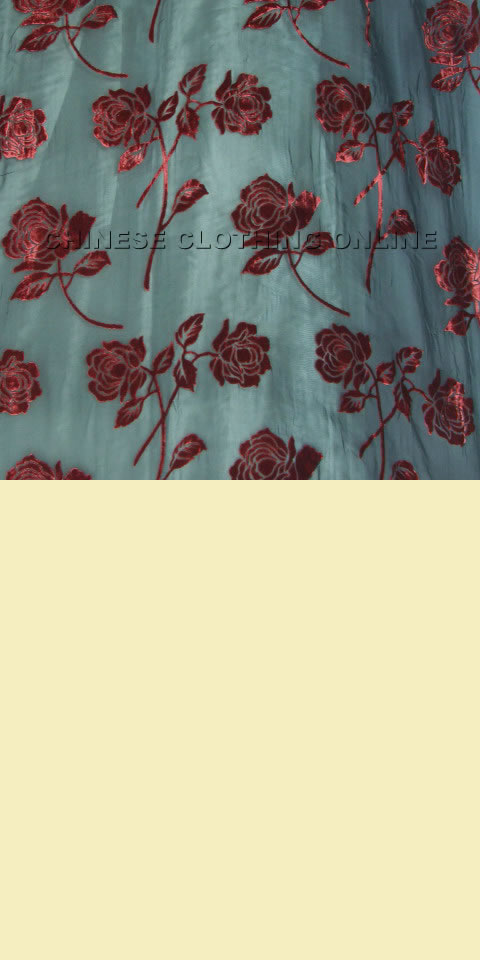 Fabric - See-through Embroidery Silk Velvet Gauze (Red)