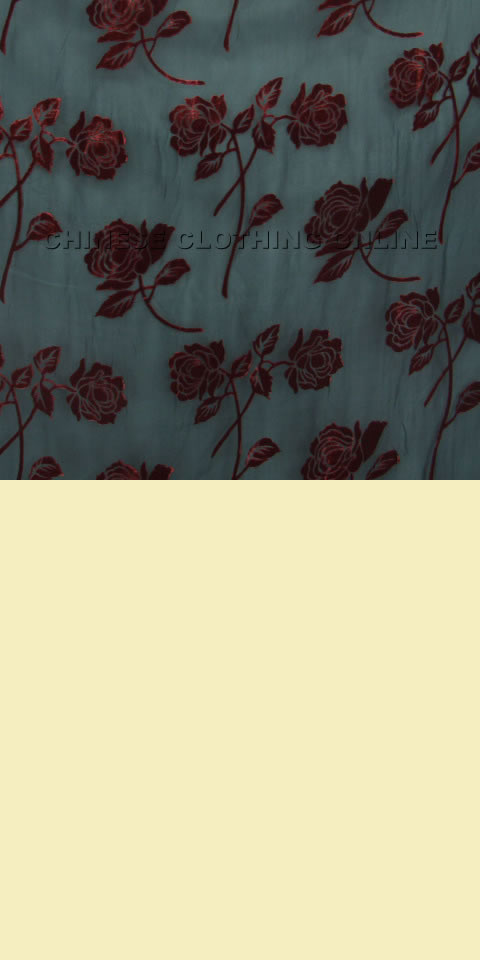 Fabric - See-through Embroidery Silk Velvet Gauze (Red)