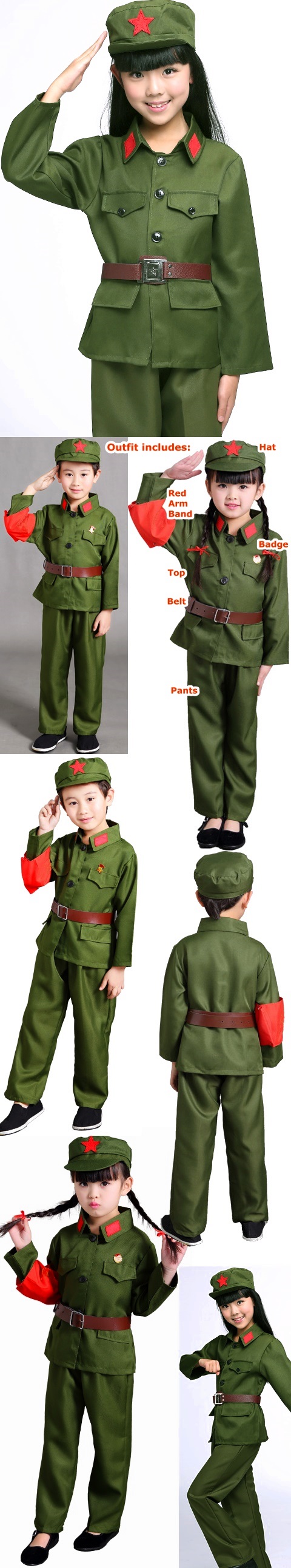 Kids' People's Liberation Army / Red Guard Outfit (Green)