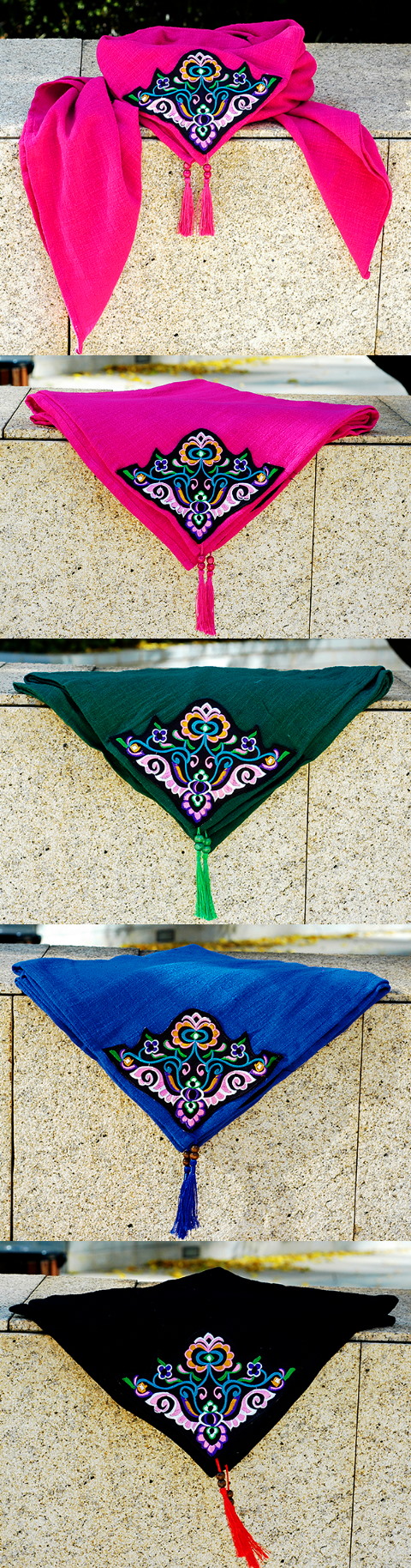 Versatile Ethnic Embroidery Linen Shawl